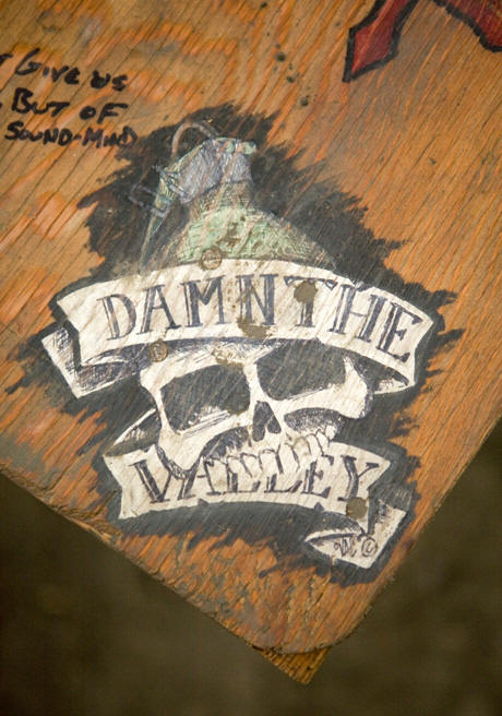 A soldier's drawing on a piece of wood.